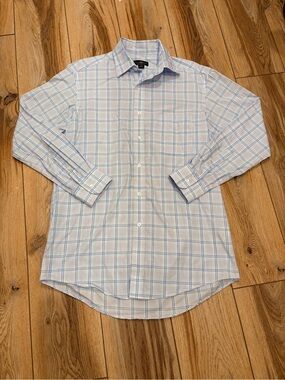 Club Room Light Blue Plaid Men's Dress Shirt